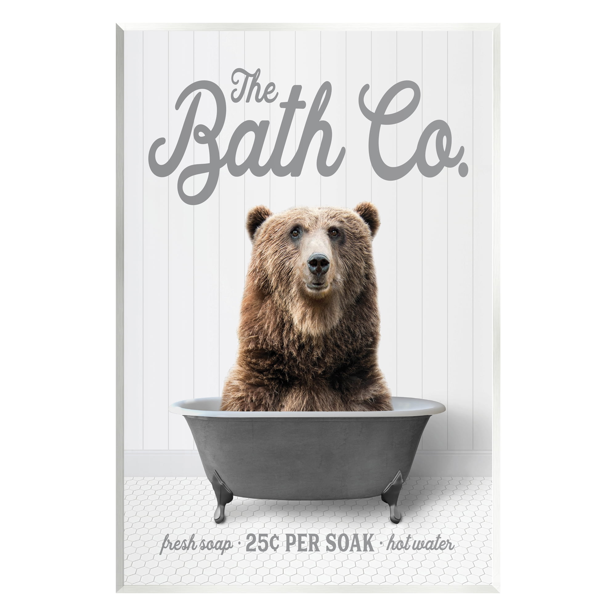 Stupell Industries Bear in Bathtub Animals & Insects Painting Unframed Art Print Wall Art, 10 x 15