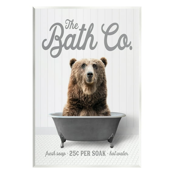 Stupell Industries Bear in Bathtub Animals & Insects Painting Unframed Art Print Wall Art, 13 x 19