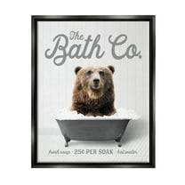 Stupell Industries Bear in Bubble Bath Animals & Insects Painting Black Floater Framed Art Print Wall Art, 17 x 21