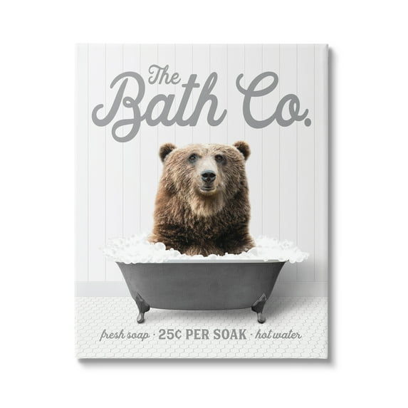 Stupell Industries Bear in Bubble Bath Animals & Insects Painting Gallery Wrapped Canvas Print Wall Art, 16 x 20