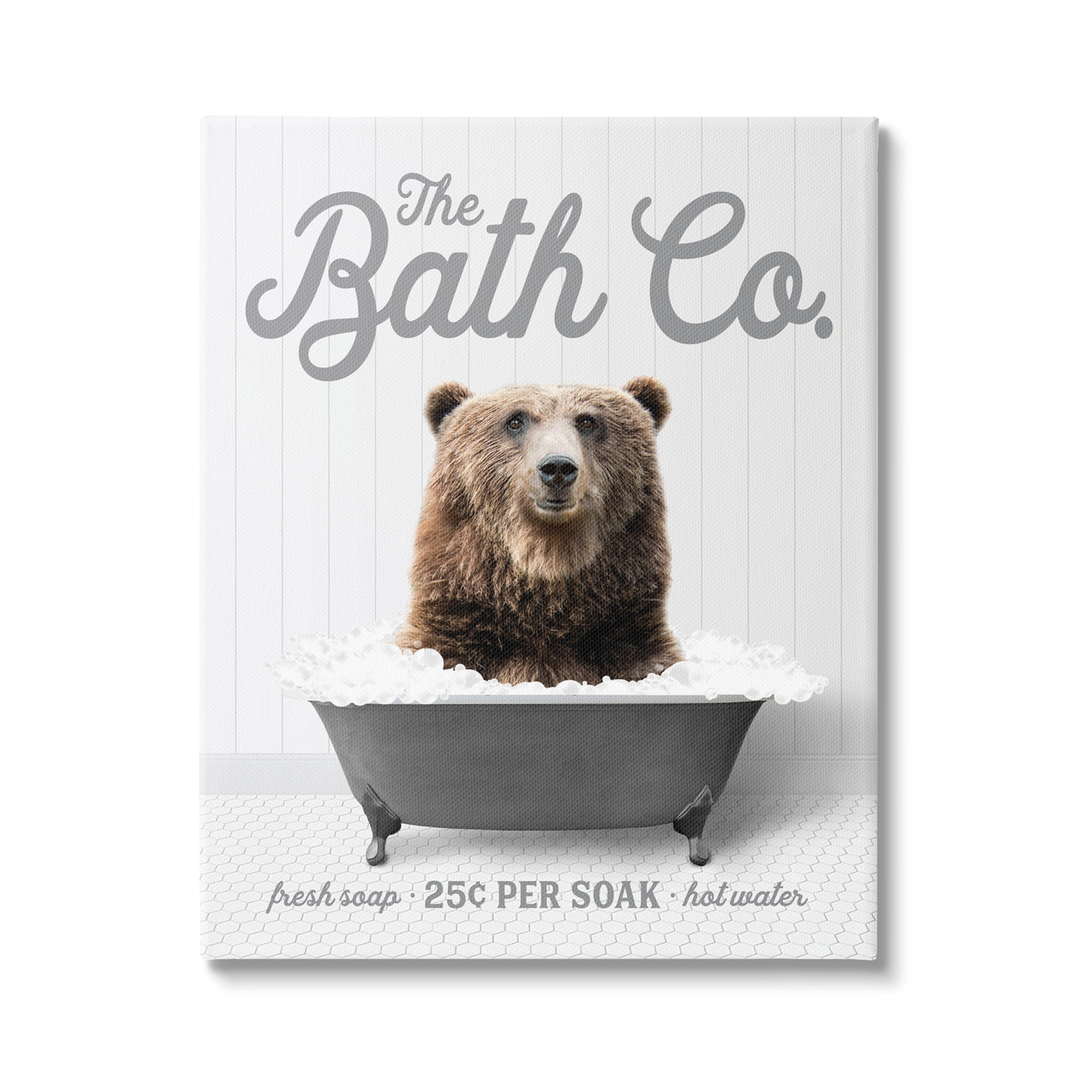 Stupell Industries Bear in Bubble Bath Animals & Insects Painting Gallery Wrapped Canvas Print Wall Art, 36 x 48