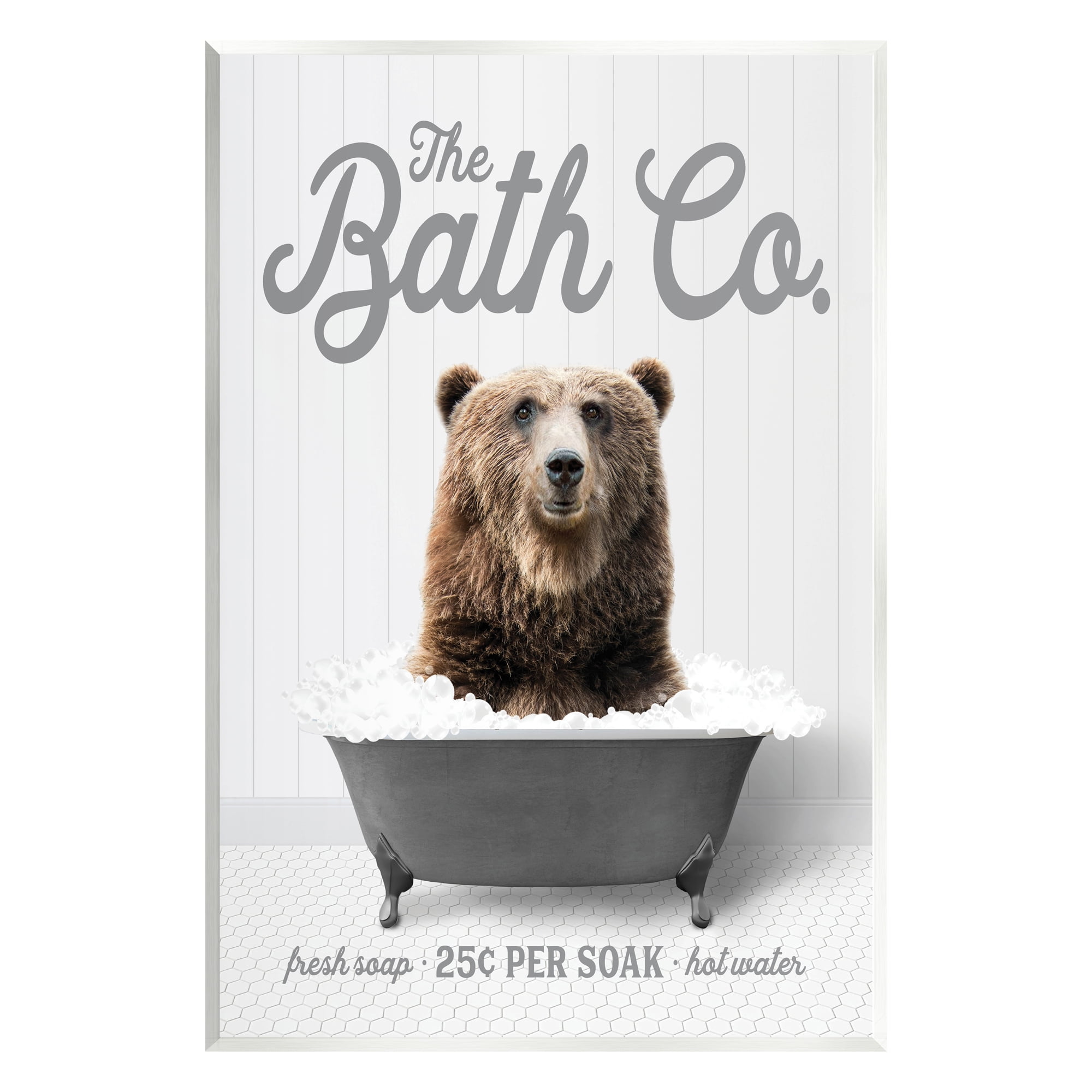 Stupell Industries Bear in Bubble Bath Animals & Insects Painting Unframed Art Print Wall Art, 13 x 19