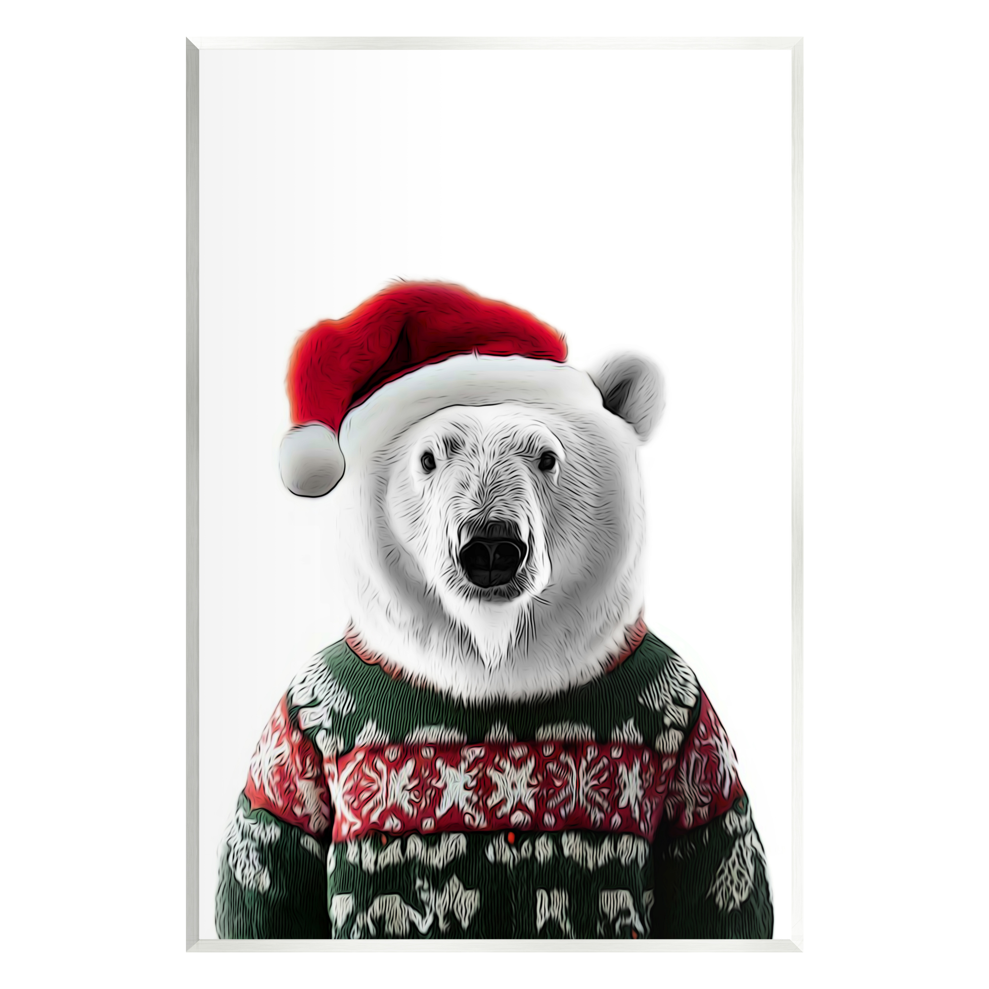 Stupell Industries Bear in Holiday Sweater Holiday Painting Unframed Art Print Wall Art, 13 x 19
