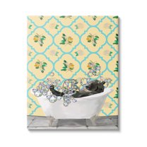 Stupell Industries Bear in Patterned Bathroom Animals & Insects Painting Gallery Wrapped Canvas Print Wall Art, 16 x 20