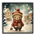 thumbnail image 1 of Stupell Industries Bear in Snowy Winter Village Animals & Insects Painting Black Framed Art Print Wall Art, 17 x 17, 1 of 9