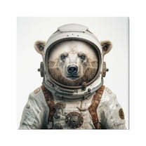 Stupell Industries Bear in Space Suit Animals & Insects Painting Gallery Wrapped Canvas Art Print Wall Art, 17 x 17
