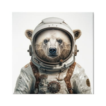 Stupell Industries Bear in Space Suit Animals & Insects Painting Gallery Wrapped Canvas Art Print Wall Art, 17 x 17