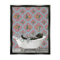 Stupell Industries Bear with Bathtub Bubbles Animals & Insects Painting Black Floater Framed Art Print Wall Art, 17 x 21