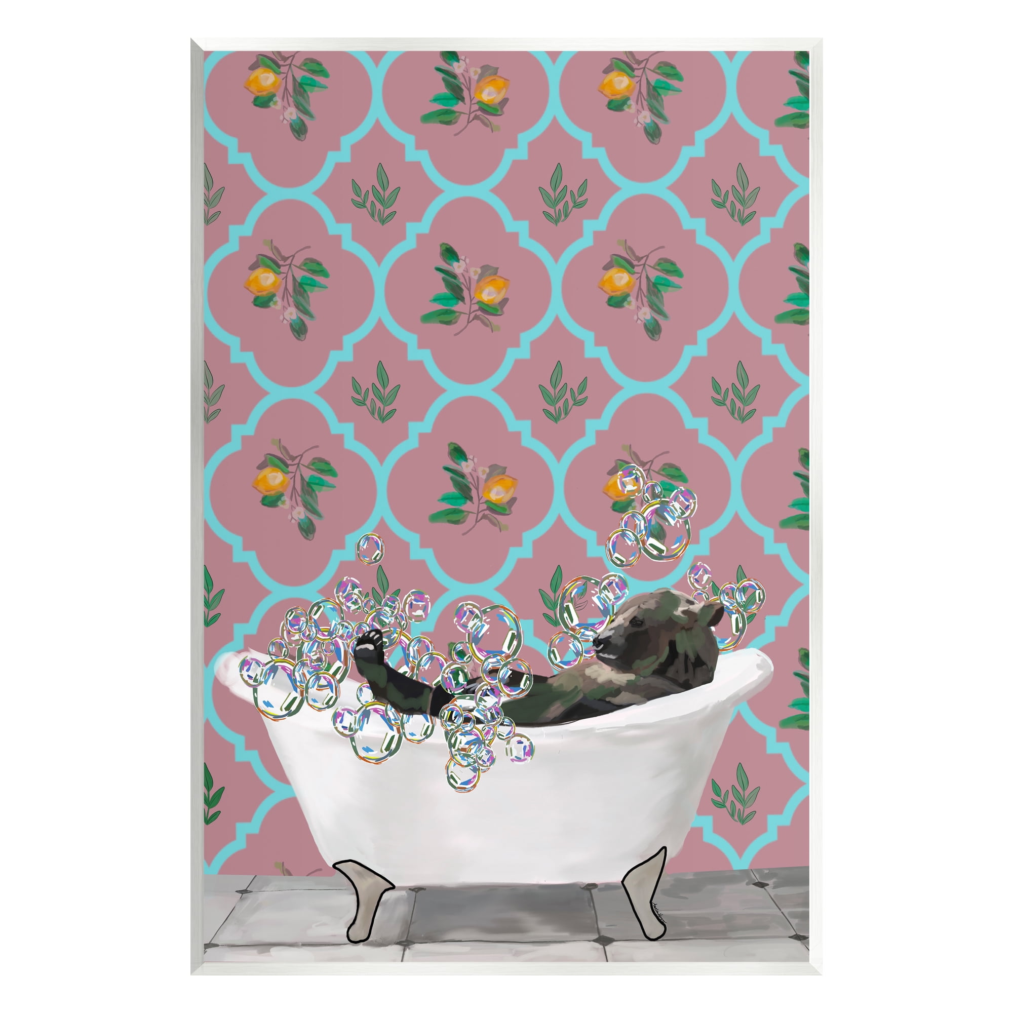 Stupell Industries Bear with Bathtub Bubbles Animals & Insects Painting Unframed Art Print Wall Art, 13 x 19