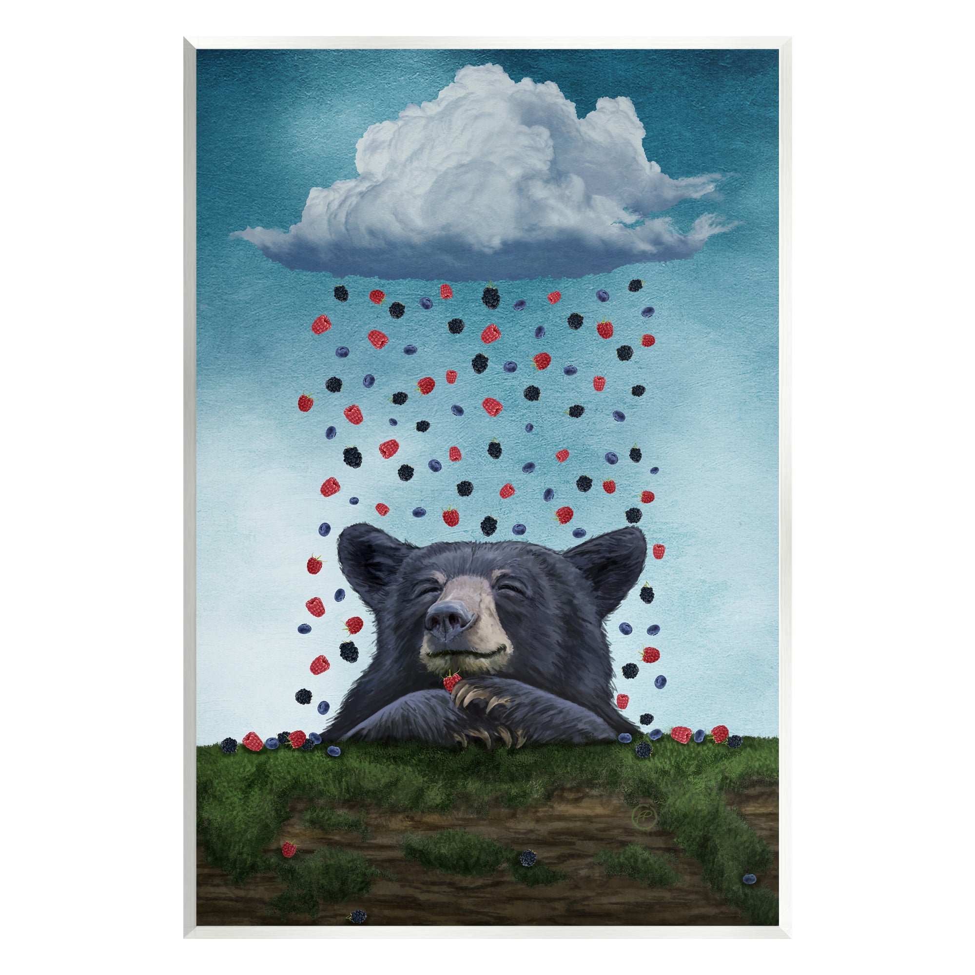 Stupell Industries Bear with Berry Cloud Animals & Insects Painting Unframed Art Print Wall Art, 10 x 15