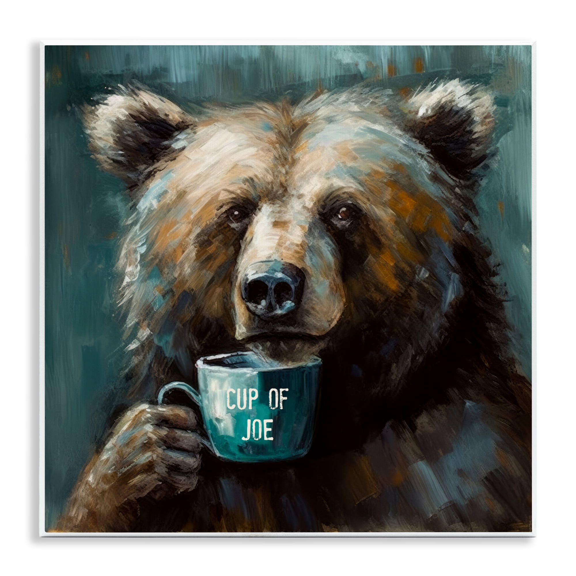 Stupell Industries Bear with Cup Of Joe Wall Plaque Art, design by Tina LeCour