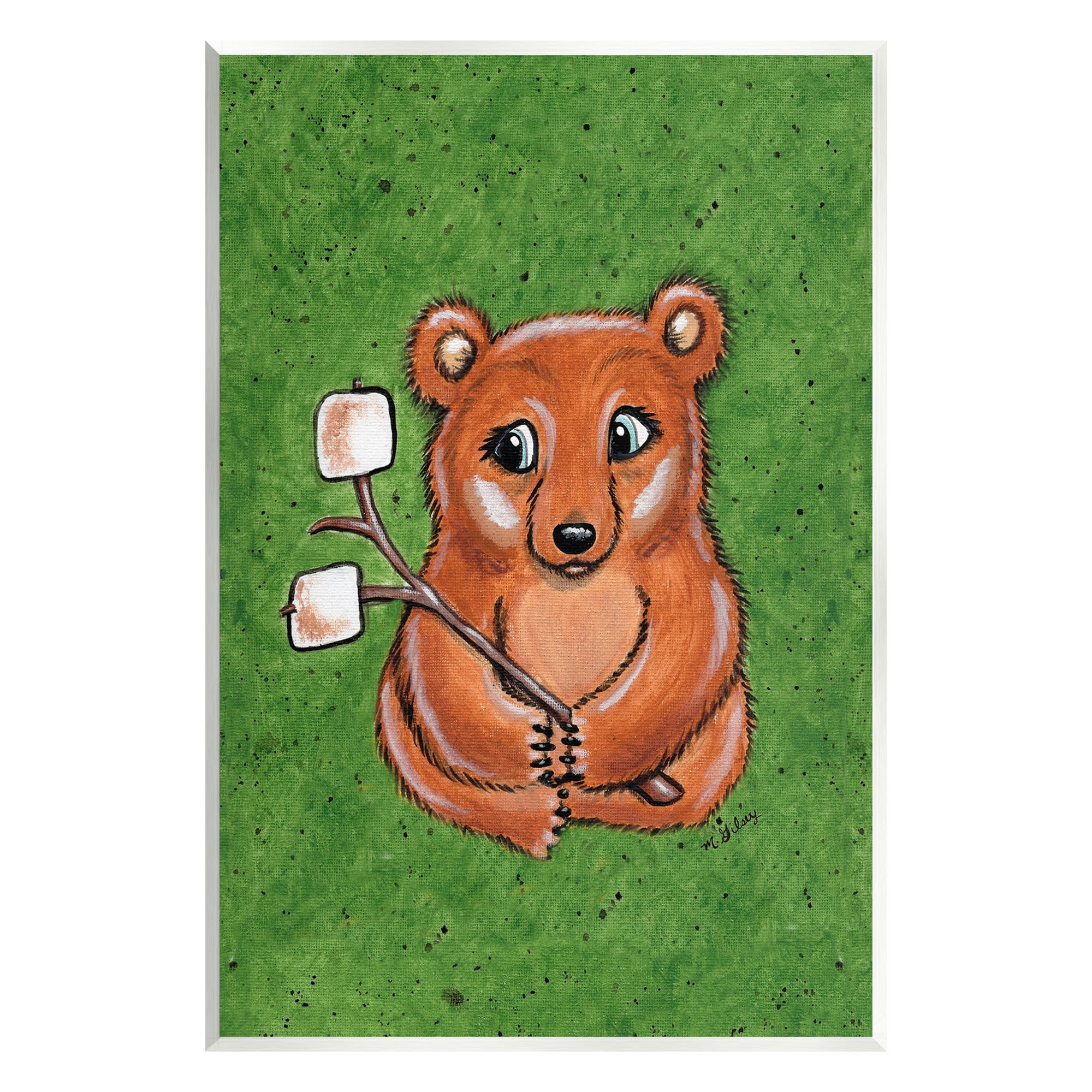 Stupell Industries Bear with S'mores Animals & Insects Painting Unframed Art Print Wall Art, 10 x 15