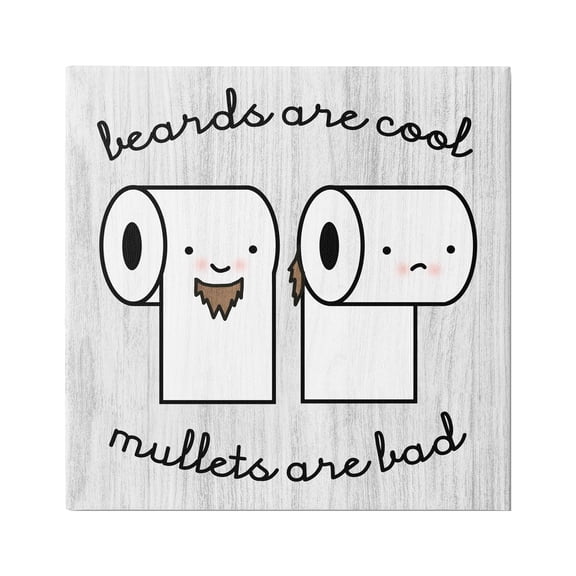 Stupell Industries Beards Vs. Mullets Toilet Paper Bathroom Humor Expression Graphic Art Gallery Wrapped Canvas Print Wall Art, Design by Daphne Polselli