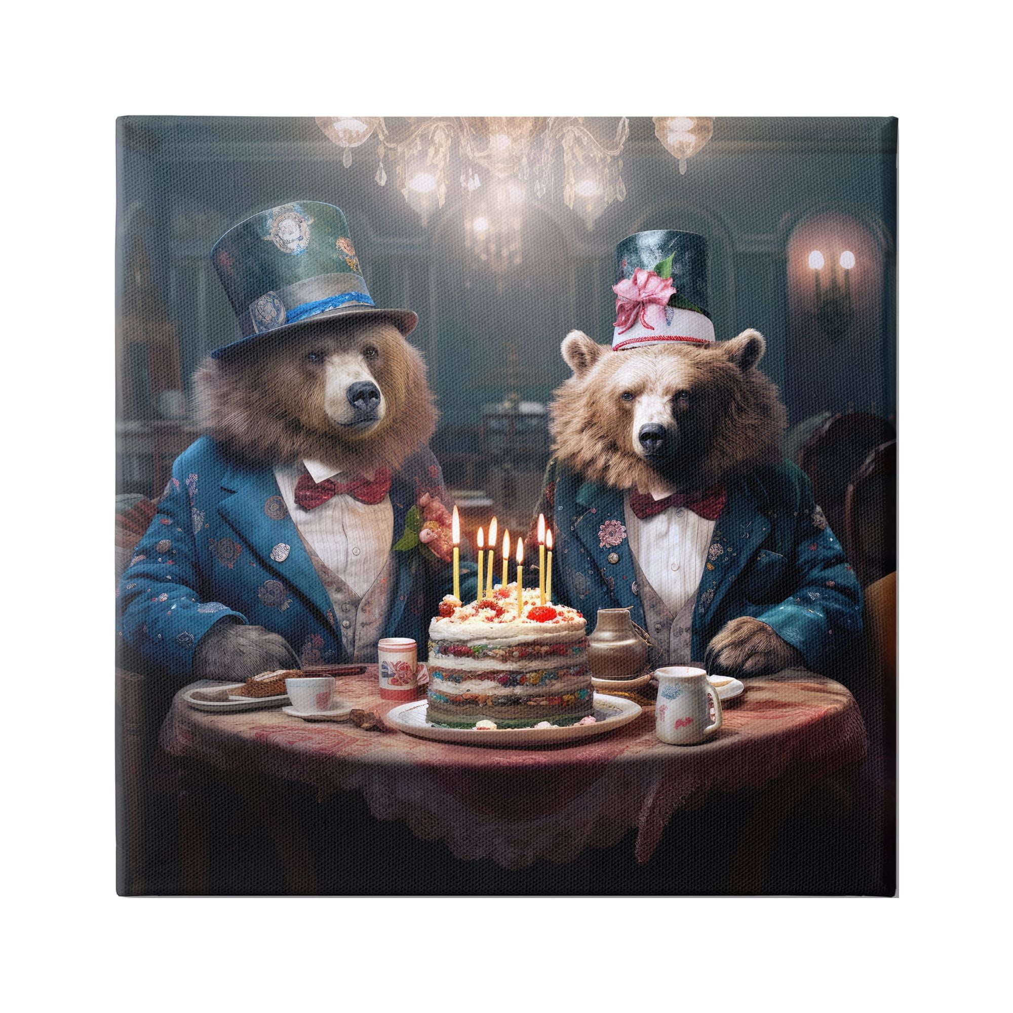 Stupell Industries Bears & Birthday Cake Animals & Insects Painting Gallery Wrapped Canvas Art Print Wall Art, 30 x 30