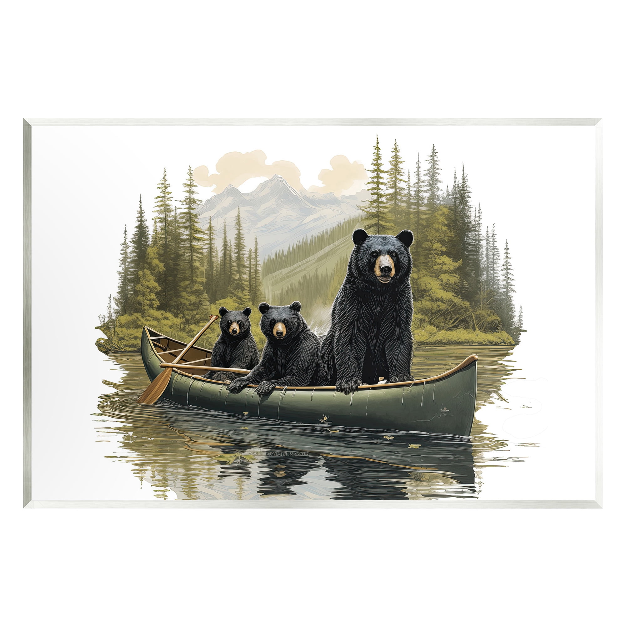 Stupell Industries Bears Canoeing on Lake Animals & Insects Painting Unframed Art Print Wall Art, 15 x 10