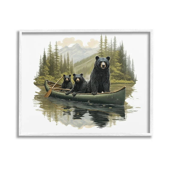 Stupell Industries Bears Canoeing on Lake Animals & Insects Painting White Framed Art Print Wall Art, 14 x 11