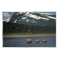 Stupell Industries Bears Crossing Icy River Landscape Photography Unframed Art Print Wall Art, 15 x 10