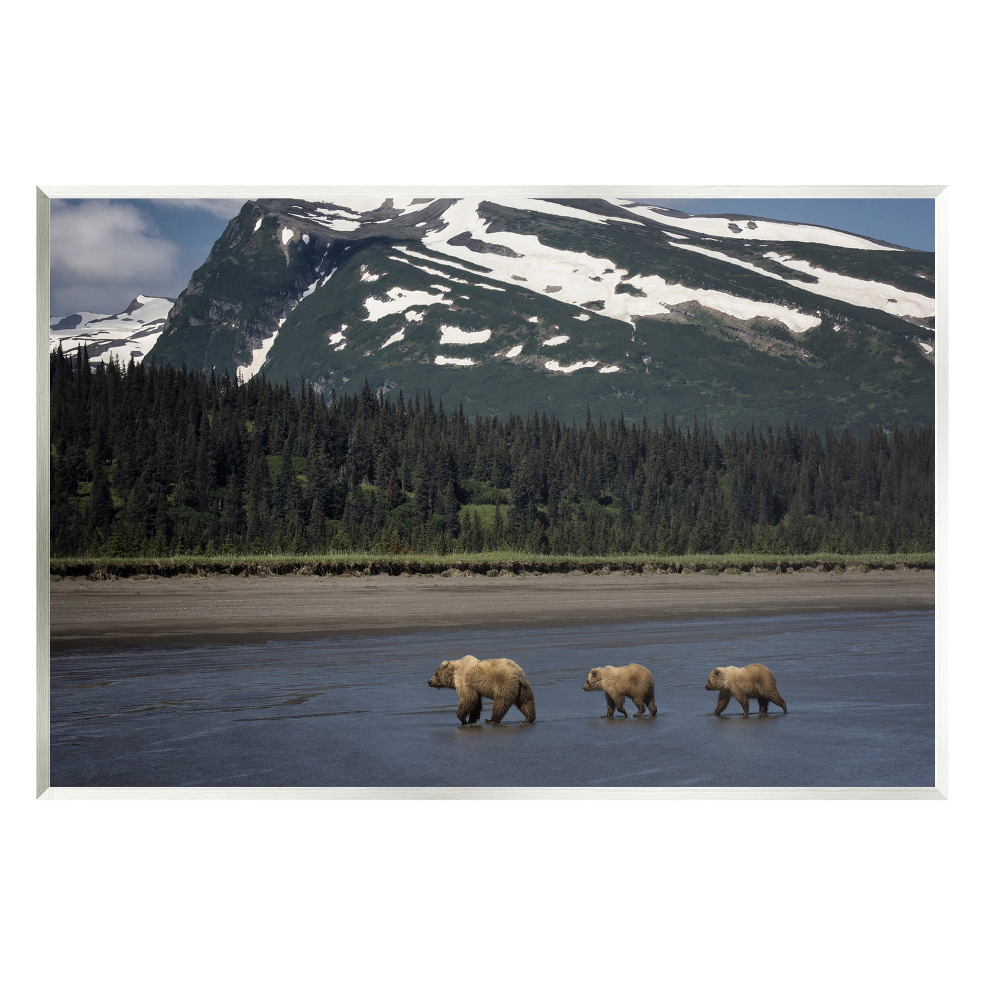 Stupell Industries Bears Crossing Icy River Landscape Photography Unframed Art Print Wall Art, 19 x 13