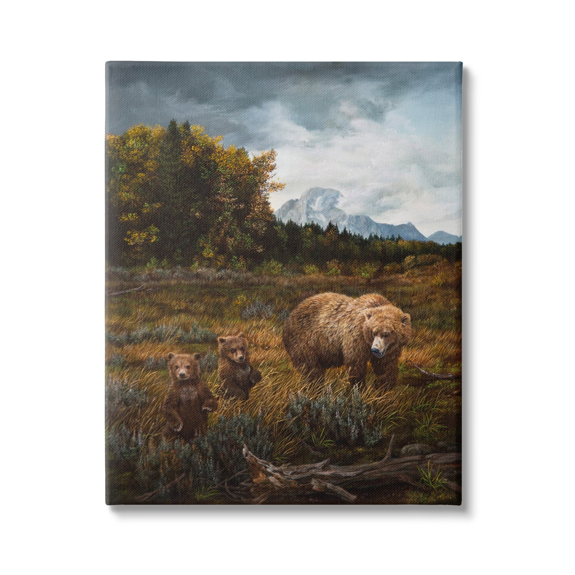 Stupell Industries Bears in Nature Scene Animals & Insects Painting Gallery Wrapped Canvas Art Print Wall Art, 30 x 40