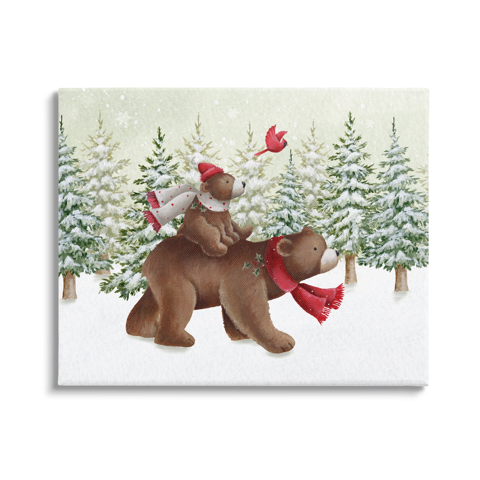 Stupell Industries Bears in Snowy Scene Animals & Insects Painting Gallery Wrapped Canvas Art Print Wall Art, 30 x 24