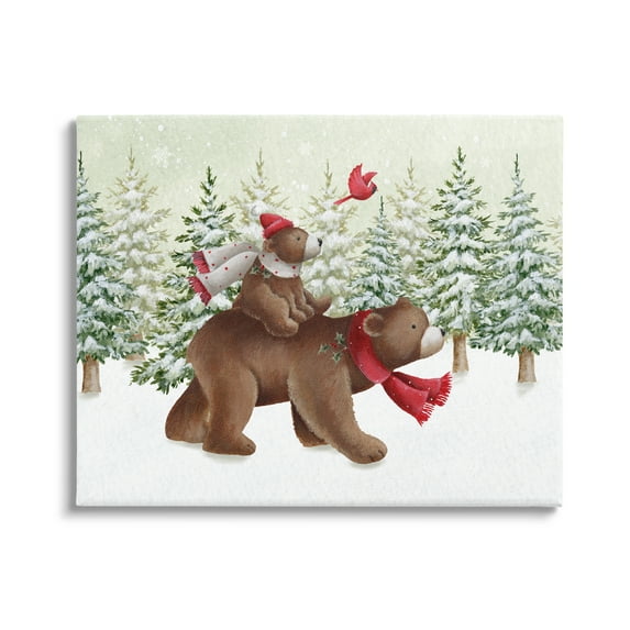 Stupell Industries Bears in Snowy Scene Animals & Insects Painting Gallery Wrapped Canvas Art Print Wall Art, 48 x 36