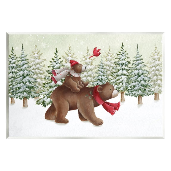 Stupell Industries Bears in Snowy Scene Animals & Insects Painting Unframed Art Print Wall Art, 19 x 13