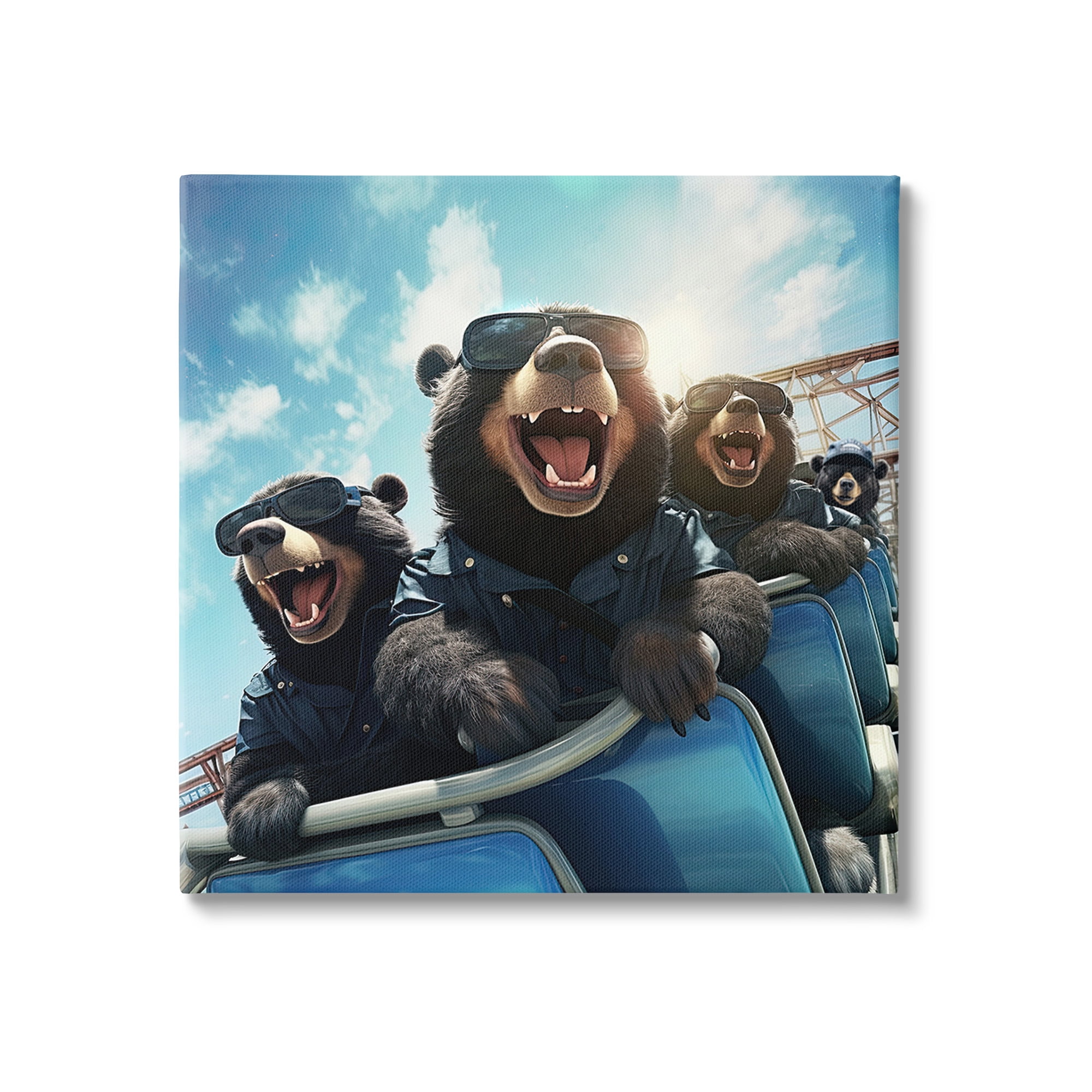 Stupell Industries Bears on Rollercoaster Animals & Insects Painting Gallery Wrapped Canvas Art Print Wall Art, 30 x 30