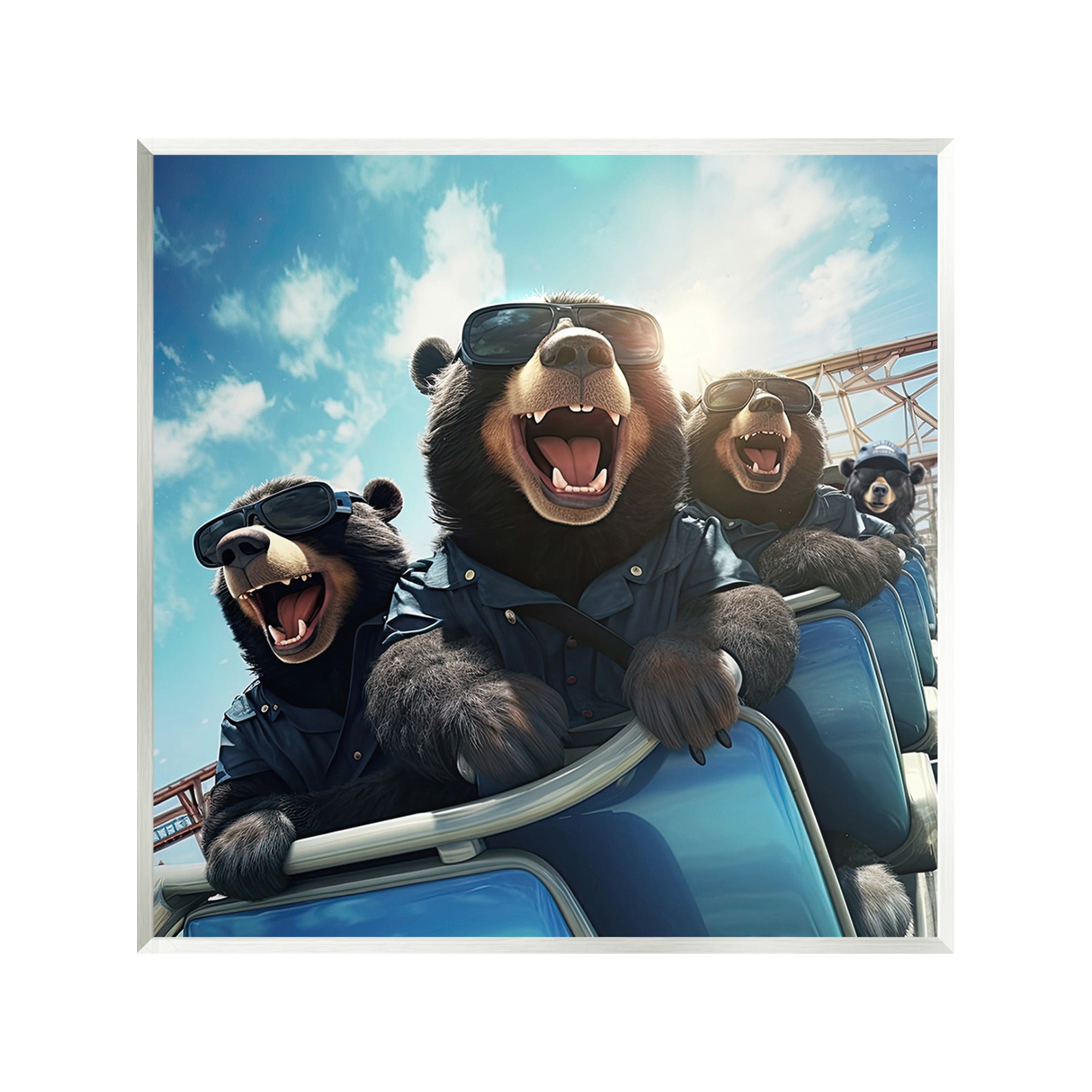 Stupell Industries Bears on Rollercoaster Animals & Insects Painting Unframed Art Print Wall Art, 12 x 12