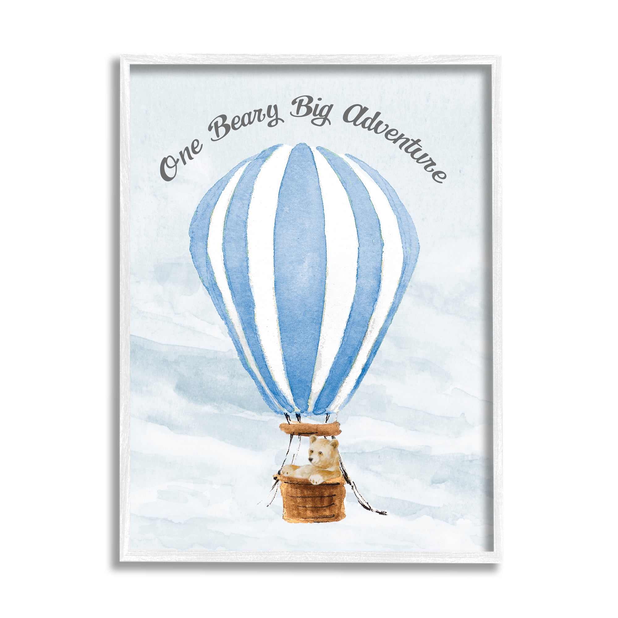 Stupell Industries Beary Big Adventure Balloon Animals & Insects Painting White Framed Art Print Wall Art, 24 x 30
