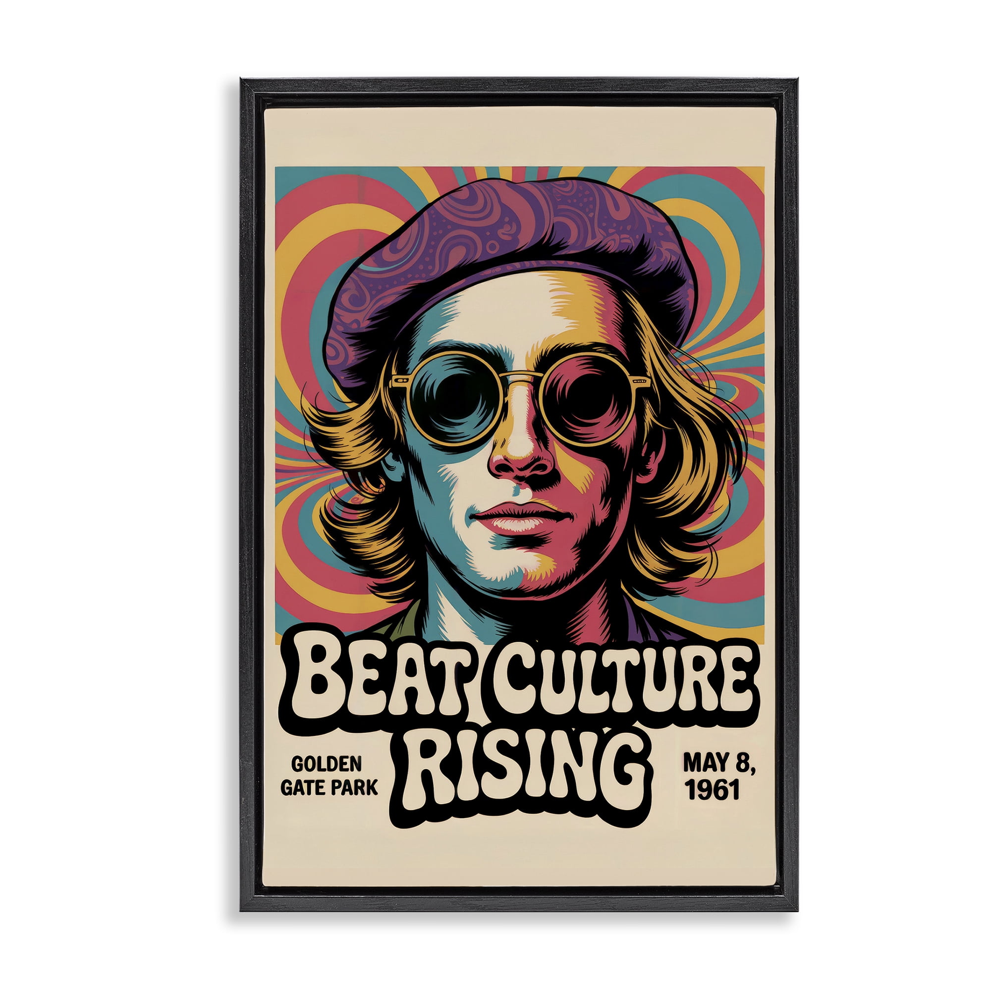 Stupell Industries Beat Culture Rising Poster Black Framed Floater Canvas Wall Art, design by Andreas Magnusson