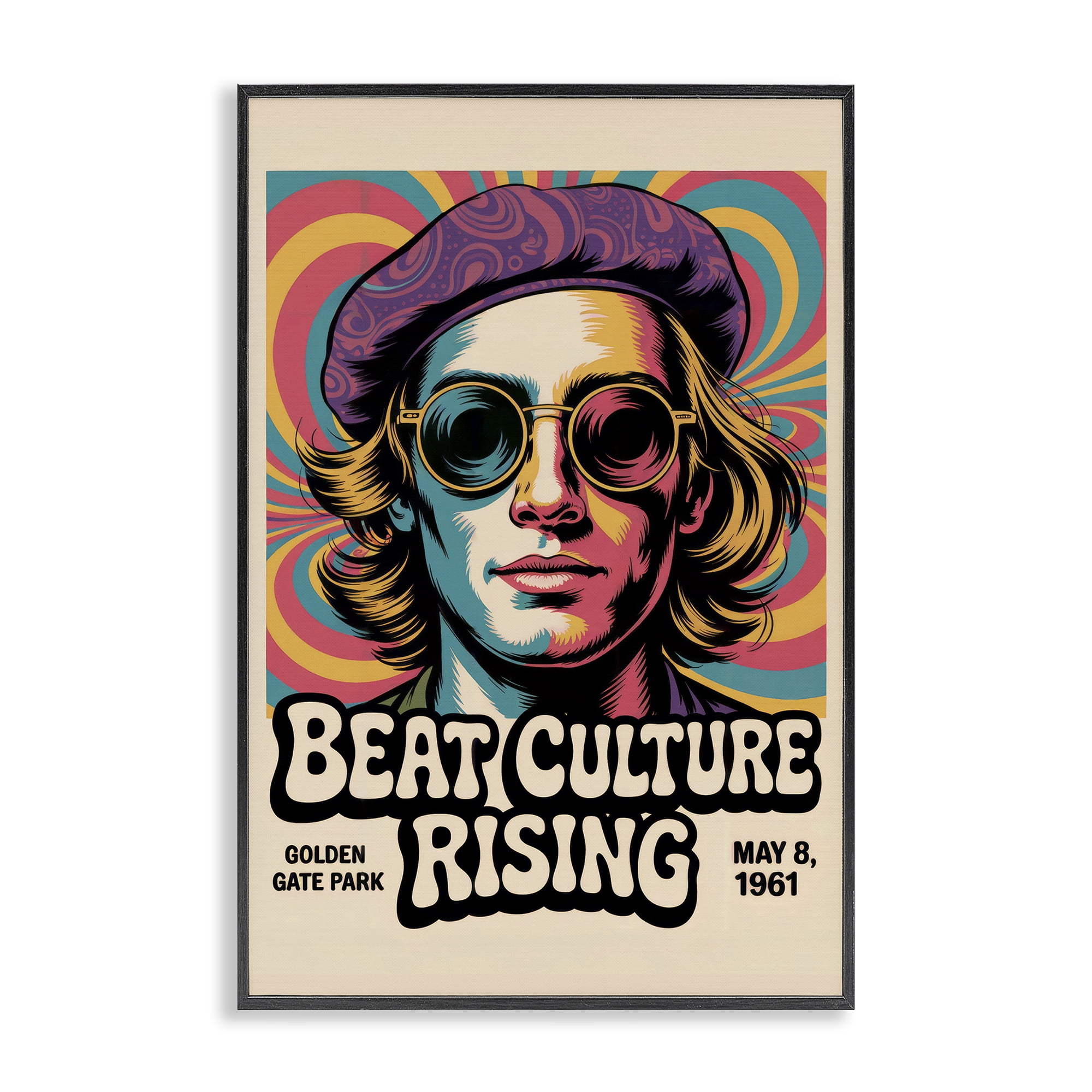 Stupell Industries Beat Culture Rising Poster Black Framed Giclee Art ...