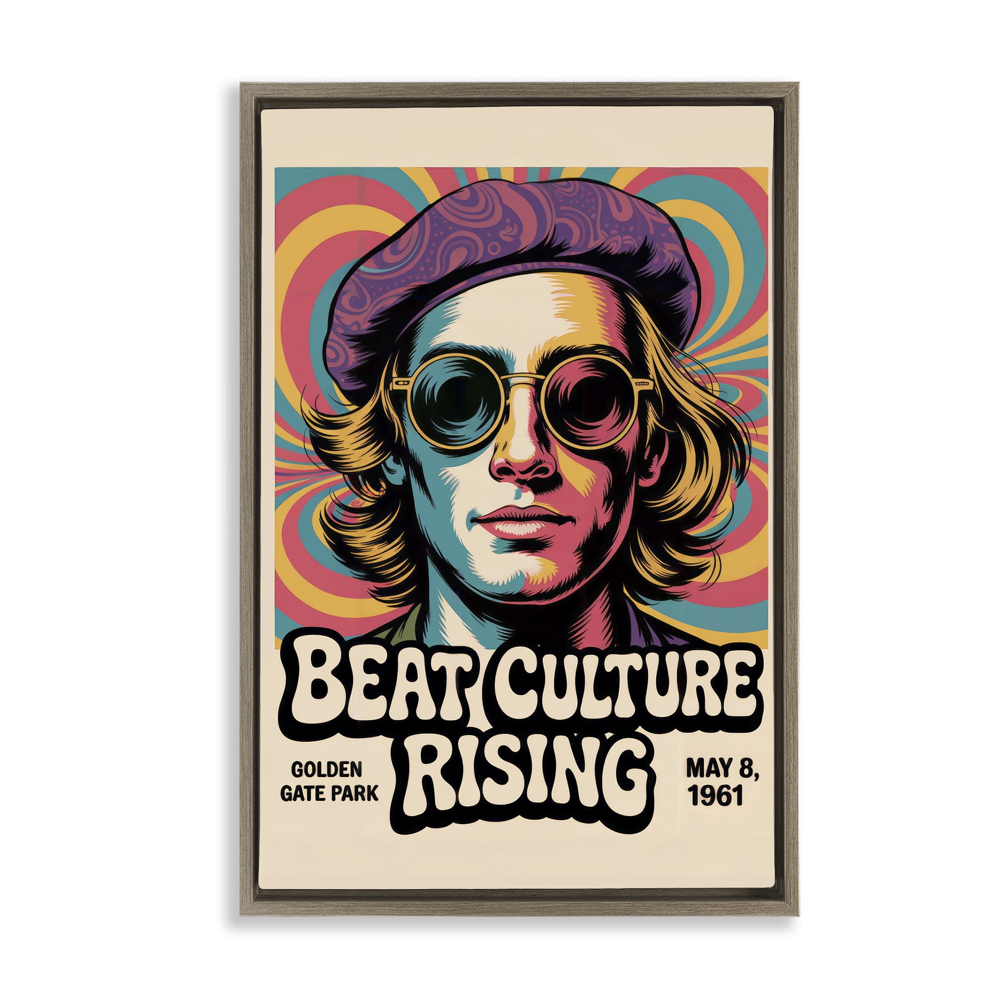 Stupell Industries Beat Culture Rising Poster Brown Framed Floater Canvas Wall Art, design by Andreas Magnusson