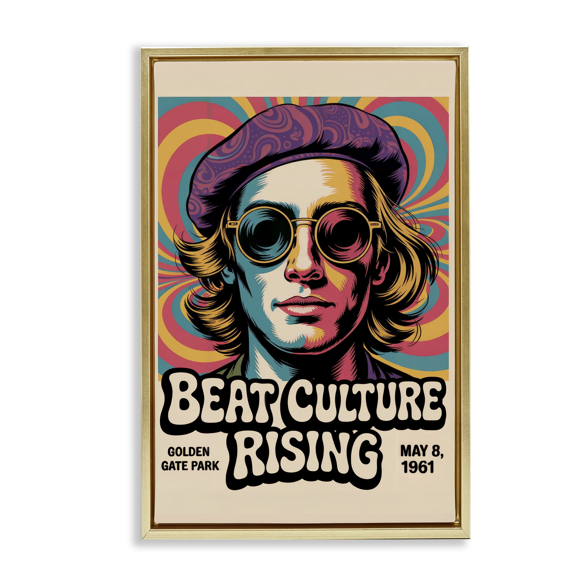 Stupell Industries Beat Culture Rising Poster Gold Framed Floater Canvas Wall Art, design by Andreas Magnusson