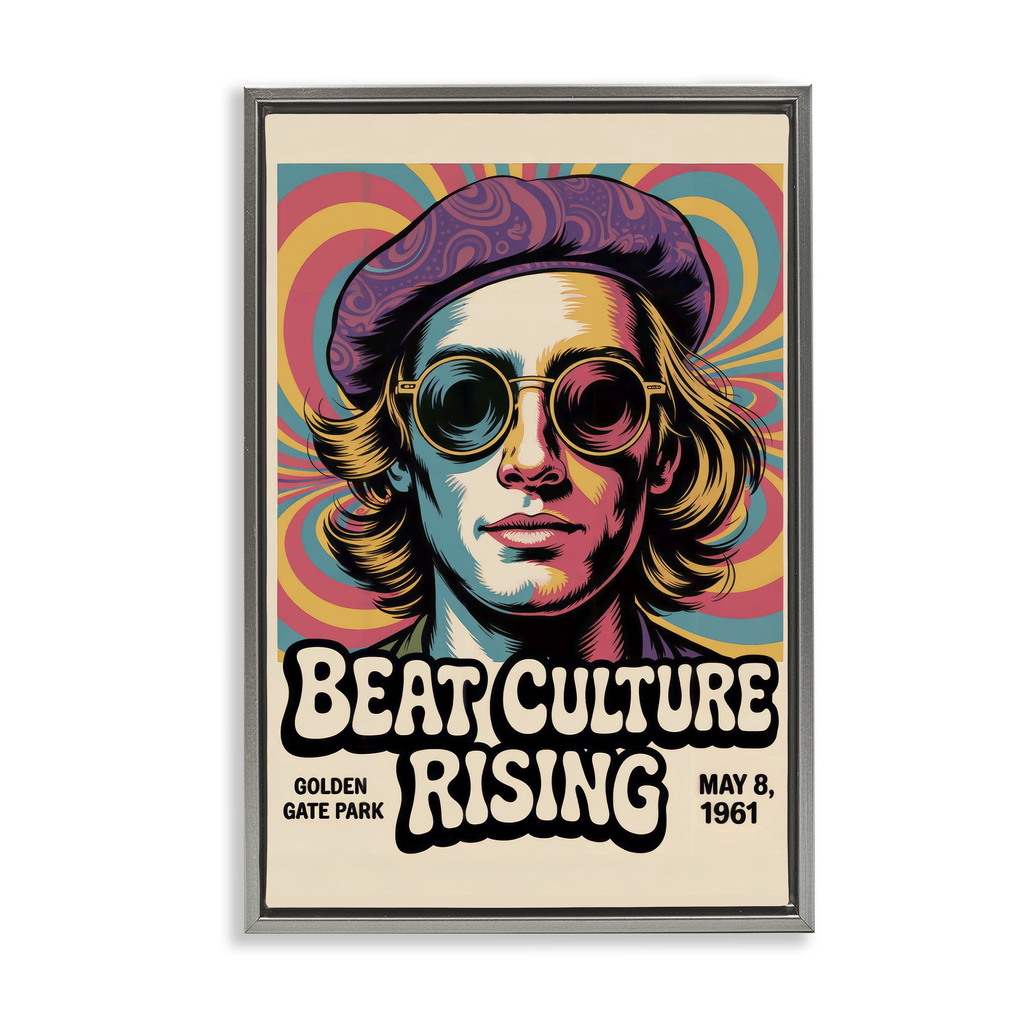 Stupell Industries Beat Culture Rising Poster Gray Framed Floater Canvas Wall Art, design by Andreas Magnusson