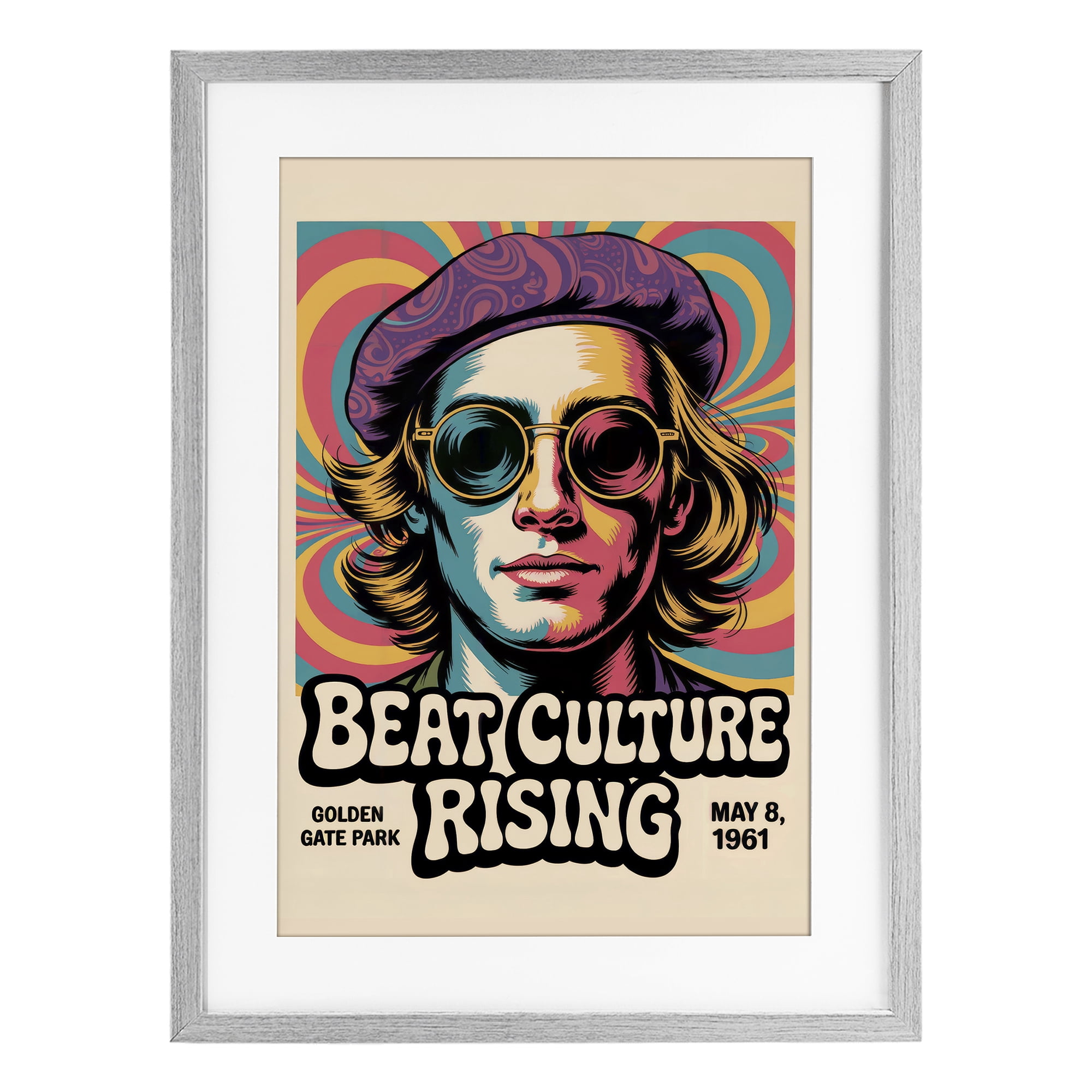 Stupell Industries Beat Culture Rising Poster Gray Framed Print Under Glass, design by Andreas Magnusson