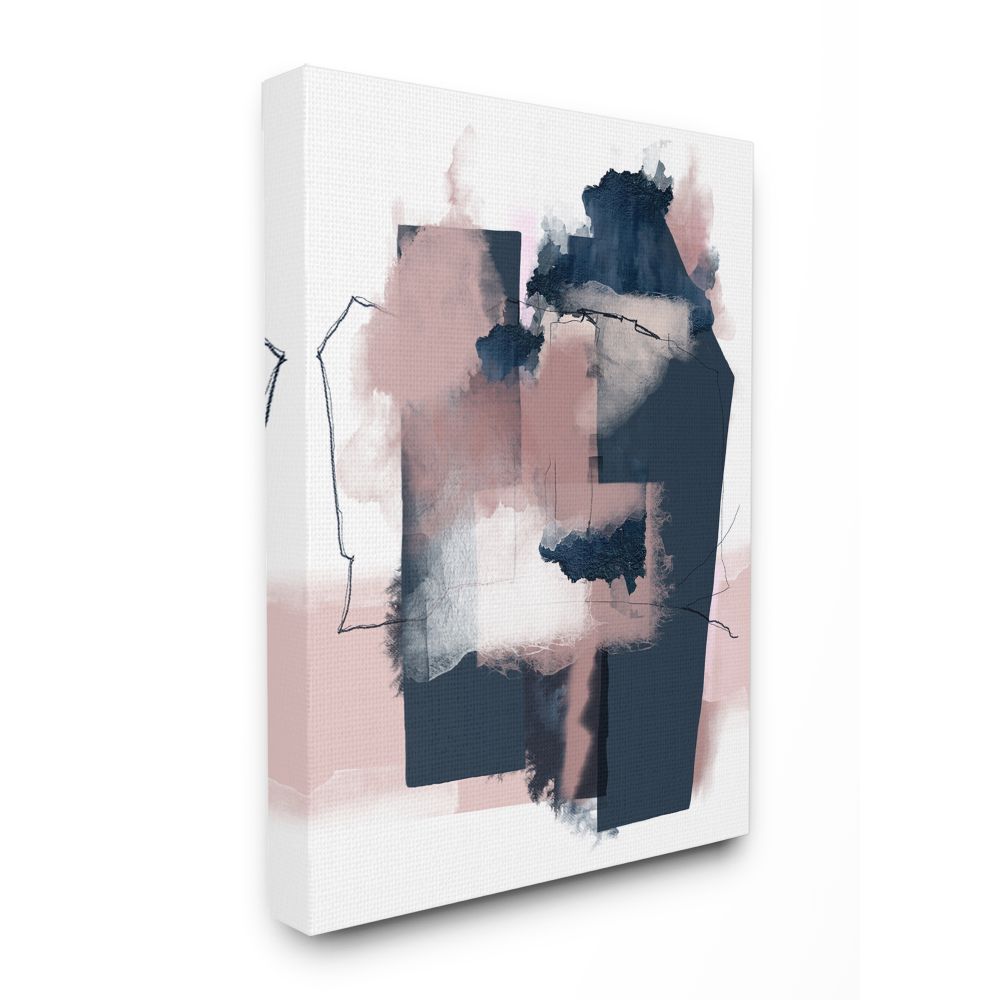 Stupell Industries Beautiful Abstract Geometry Pink and Blue Watercolor Painting Canvas Wall Art by Urban Epiphany