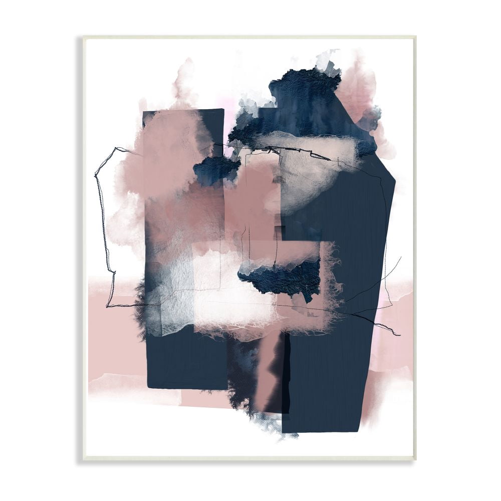 Stupell Industries Beautiful Abstract Geometry Pink and Blue Watercolor Painting Wall Plaque Art by Urban Epiphany