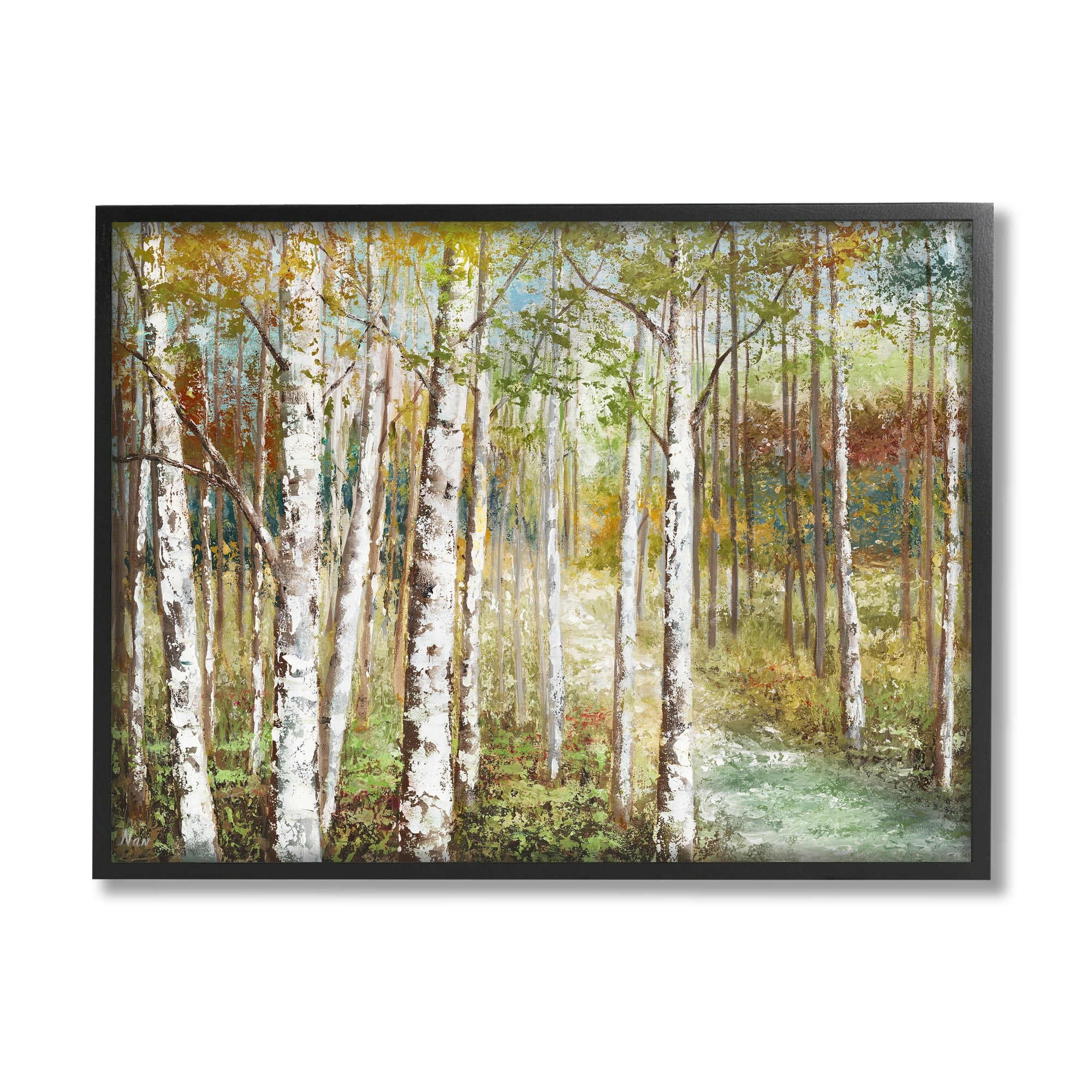 Stupell Industries Beautiful Autumn Birch Grove Stream Painting , 20 x 16, Design by Nan