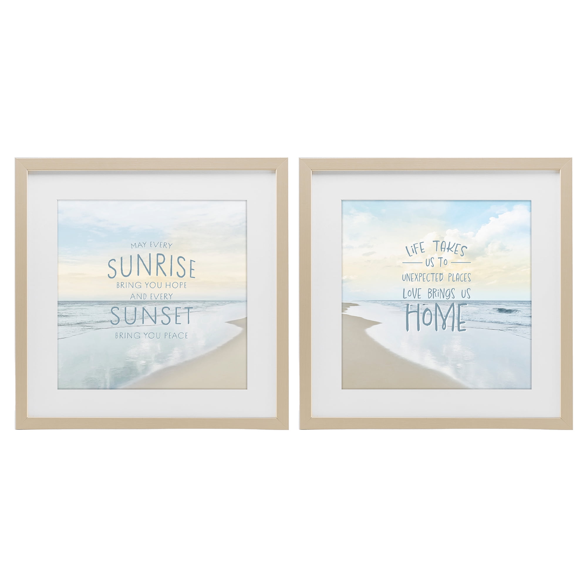 Stupell Industries Beautiful Beach Inspirations 2 Piece Birch Framed Print Under Glass Set, design by Natalie Carpentieri