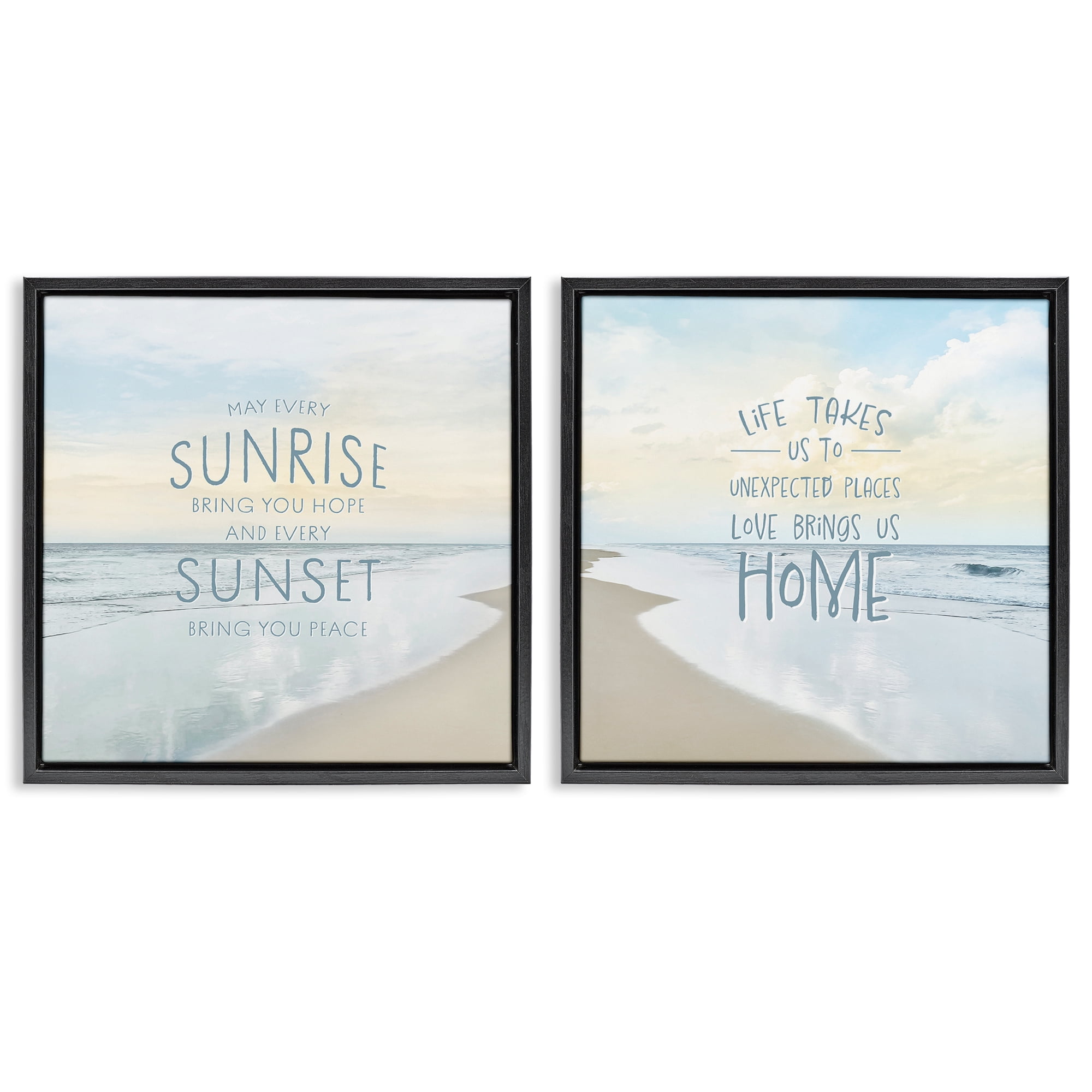 Stupell Industries Beautiful Beach Inspirations 2 Piece Black Framed Floater Canvas Set, design by Natalie Carpentieri