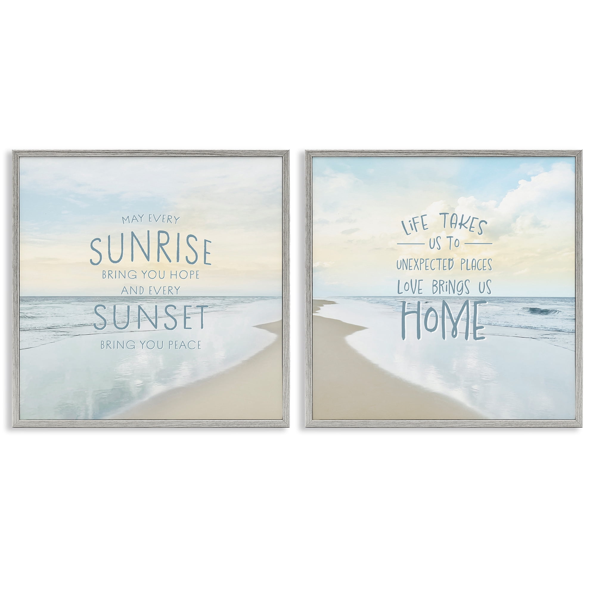 Stupell Industries Beautiful Beach Inspirations 2 Piece Gray Framed Giclee Art Set, design by Natalie Carpentieri