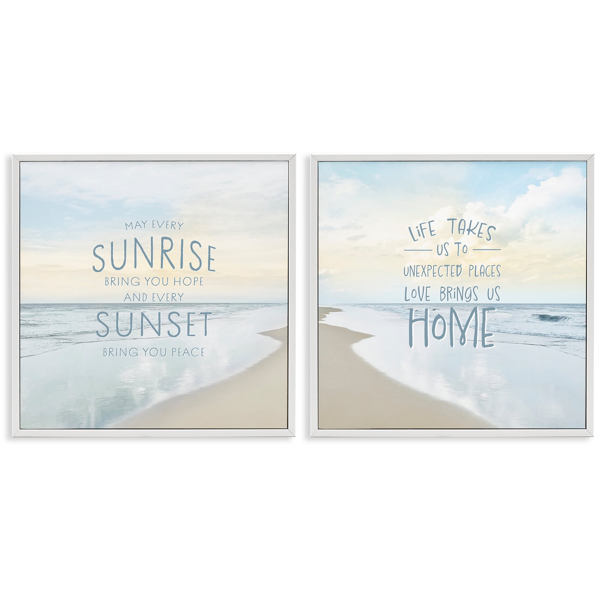 Stupell Industries Beautiful Beach Inspirations 2 Piece White Framed Giclee Art Set, design by Natalie Carpentieri