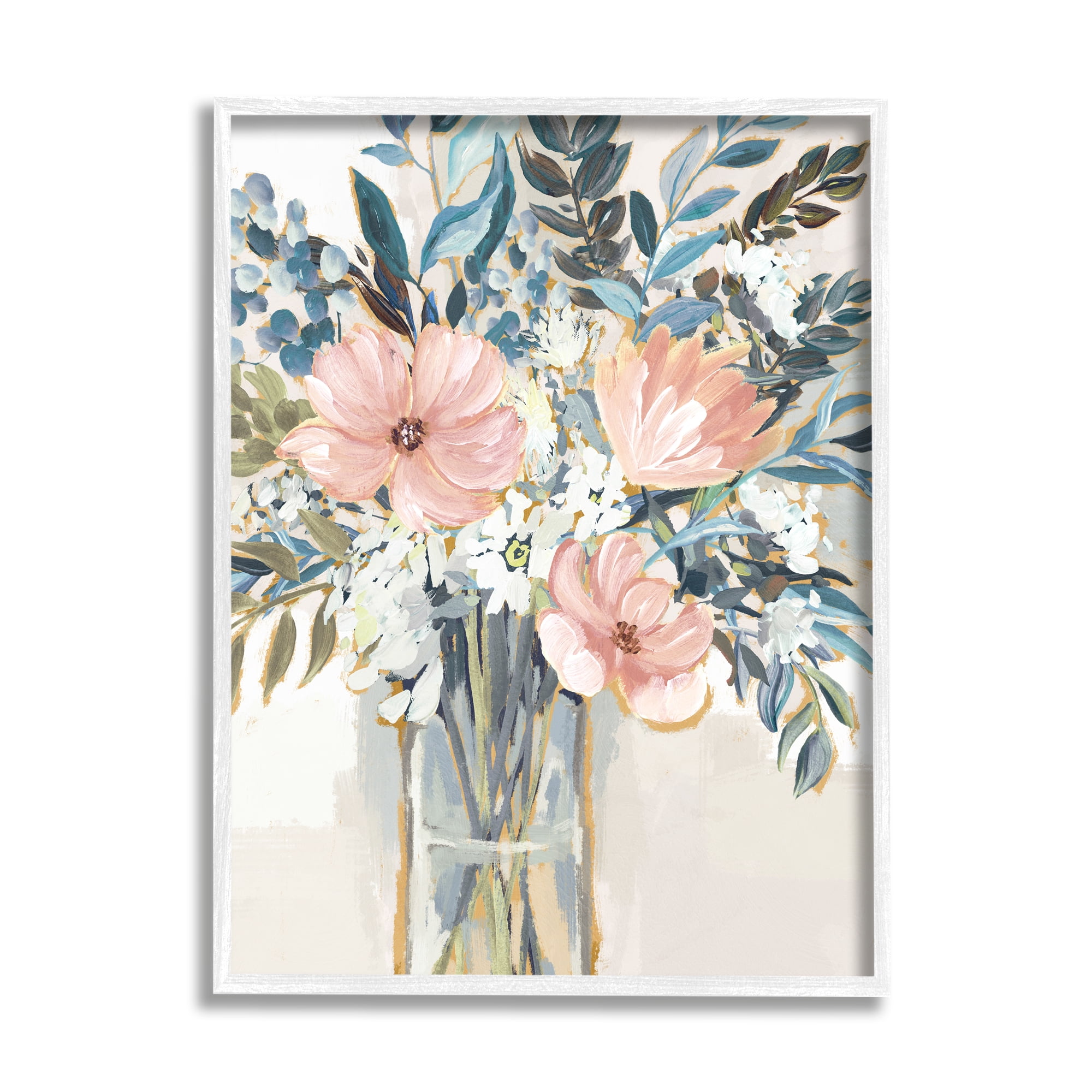 Stupell Industries Beautiful Blue Pink Flower Bouquet Painting Delicate Blossoms , 16 x 20, Design by Nina Blue