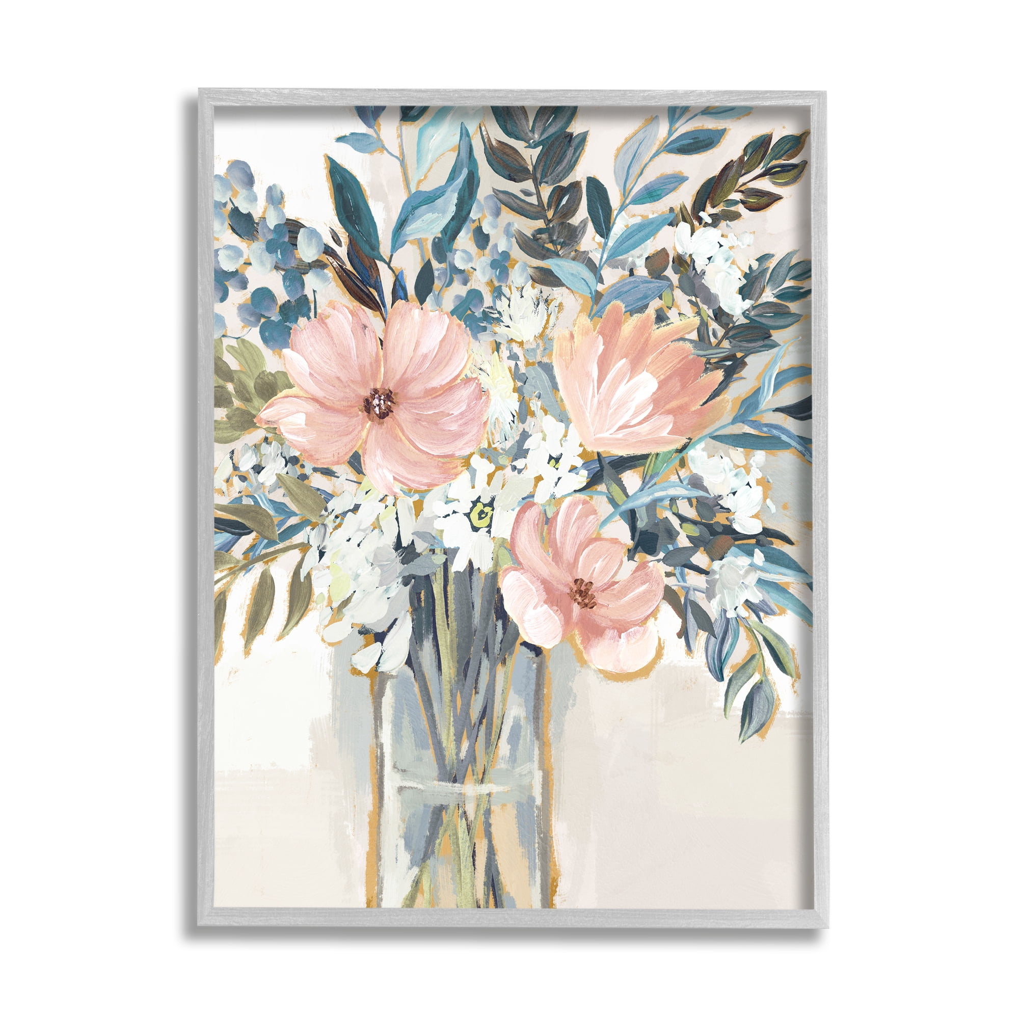 Stupell Industries Beautiful Blue Pink Flower Bouquet Painting Delicate Blossoms , 24 x 30, Design by Nina Blue