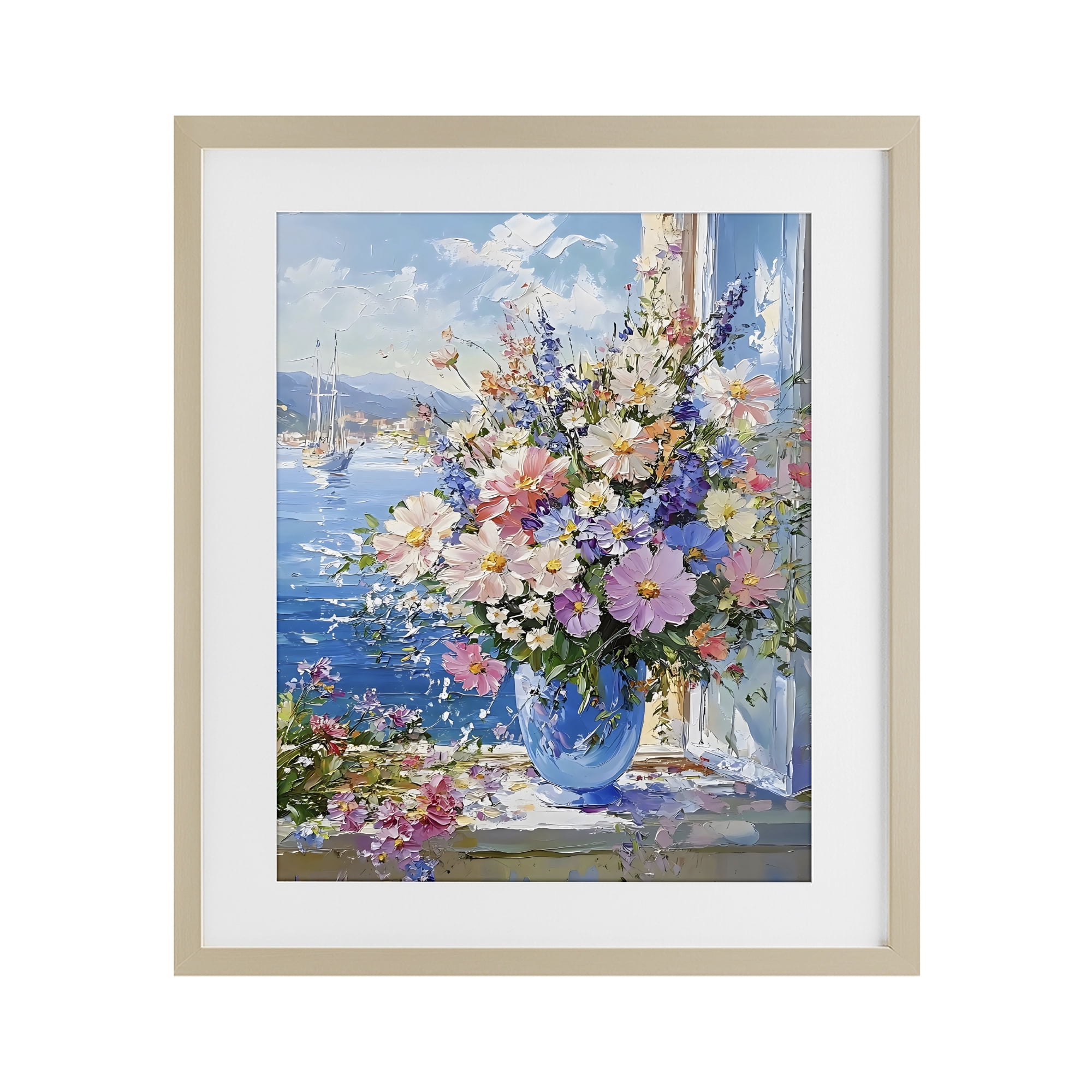 Stupell Industries Beautiful Bouquet on Ledge Birch Framed Print Under Glass, design by Creative Studio