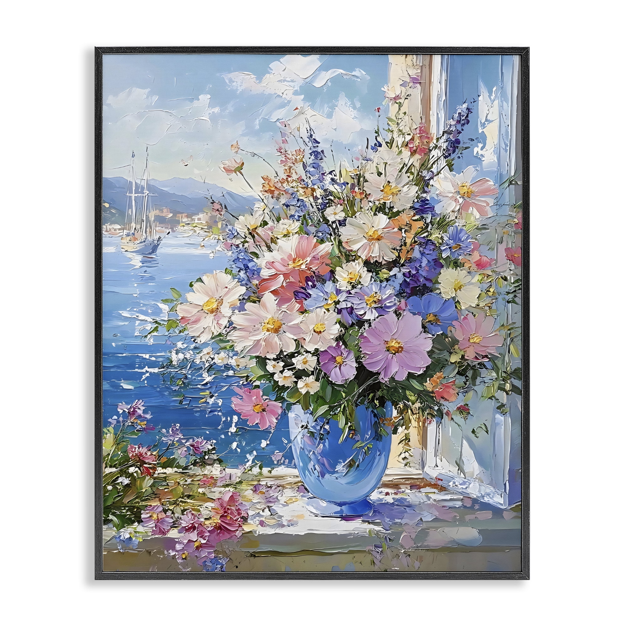Stupell Industries Beautiful Bouquet on Ledge Black Framed Giclee Art, design by Creative Studio
