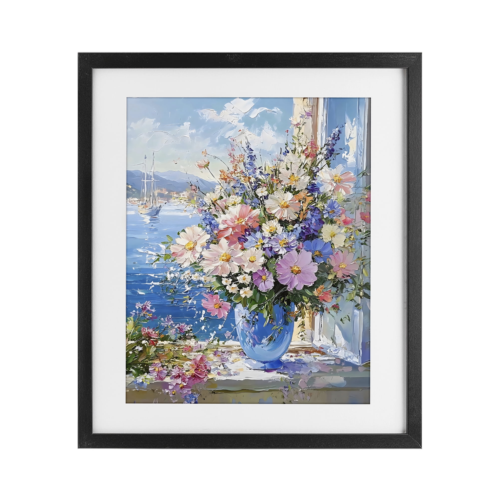 Stupell Industries Beautiful Bouquet on Ledge Black Framed Print Under Glass, design by Creative Studio