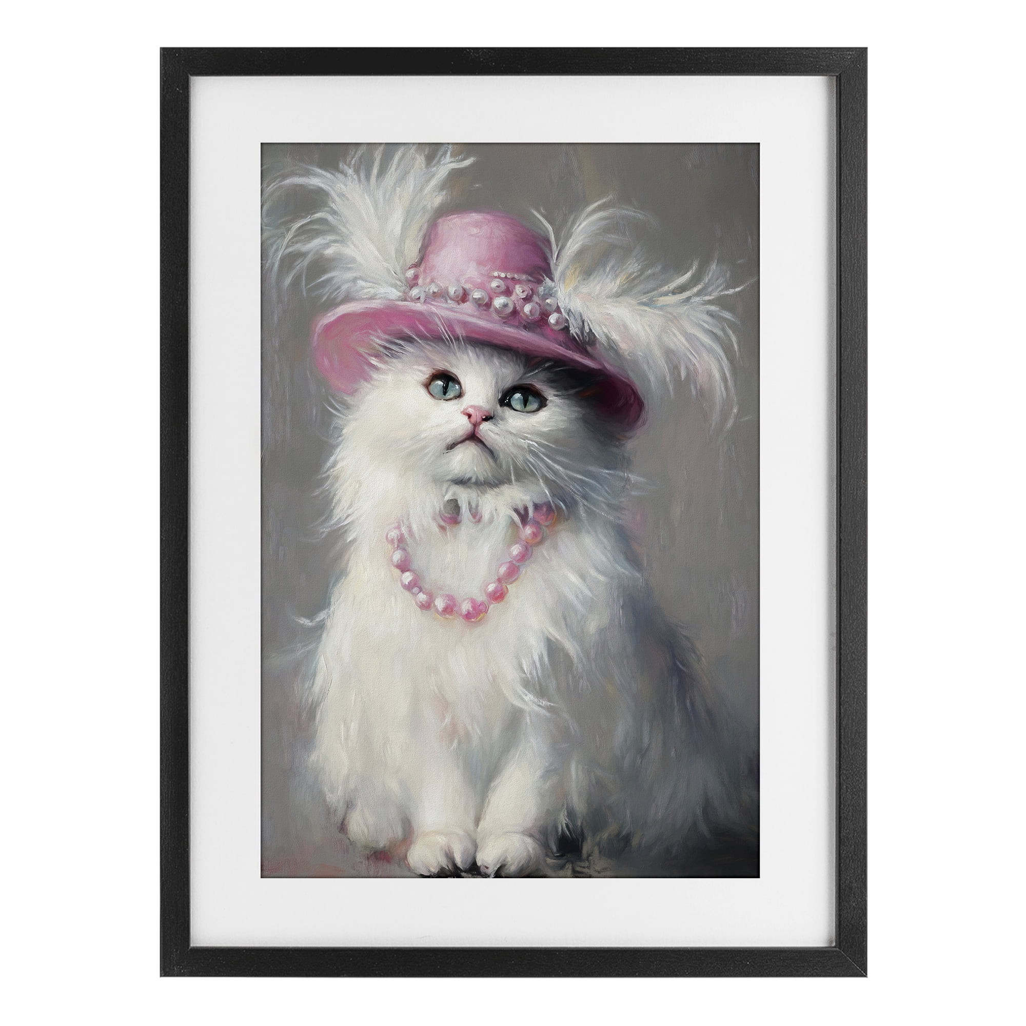 Stupell Industries Beautiful Brigitte Cat Black Framed Print Under Glass, design by Tina LeCour