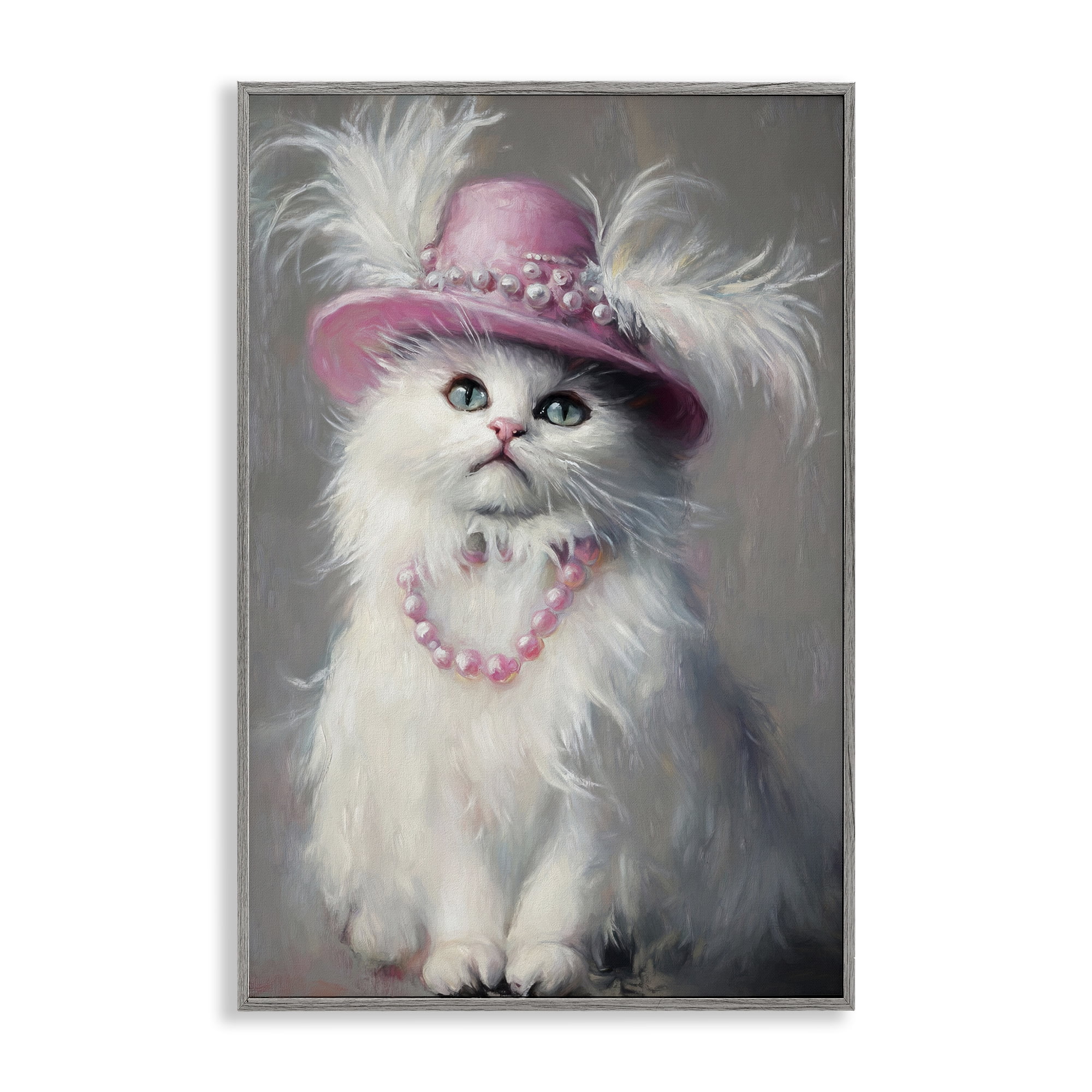Stupell Industries Beautiful Brigitte Cat Gray Framed Giclee Art, design by Tina LeCour