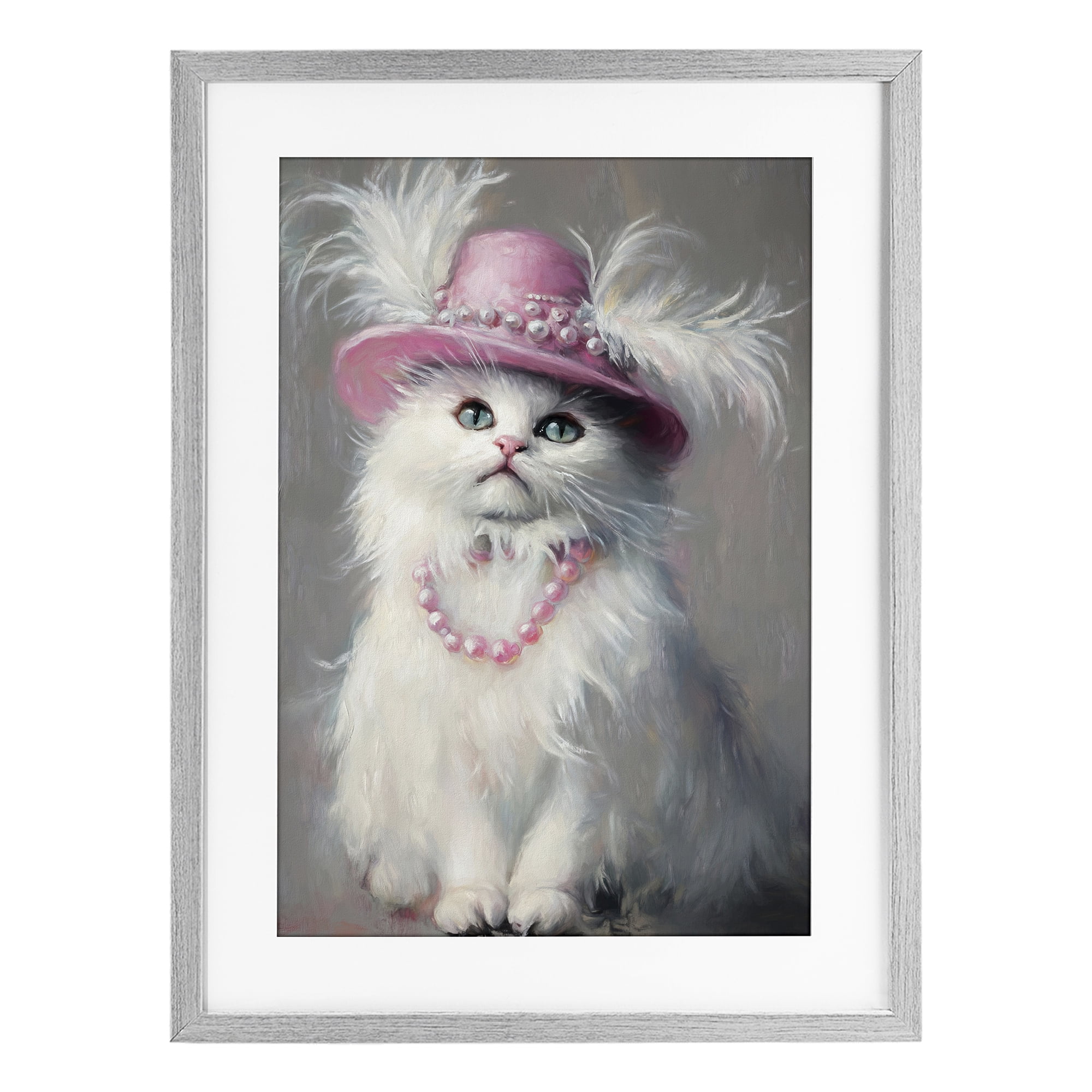 Stupell Industries Beautiful Brigitte Cat Gray Framed Print Under Glass, design by Tina LeCour